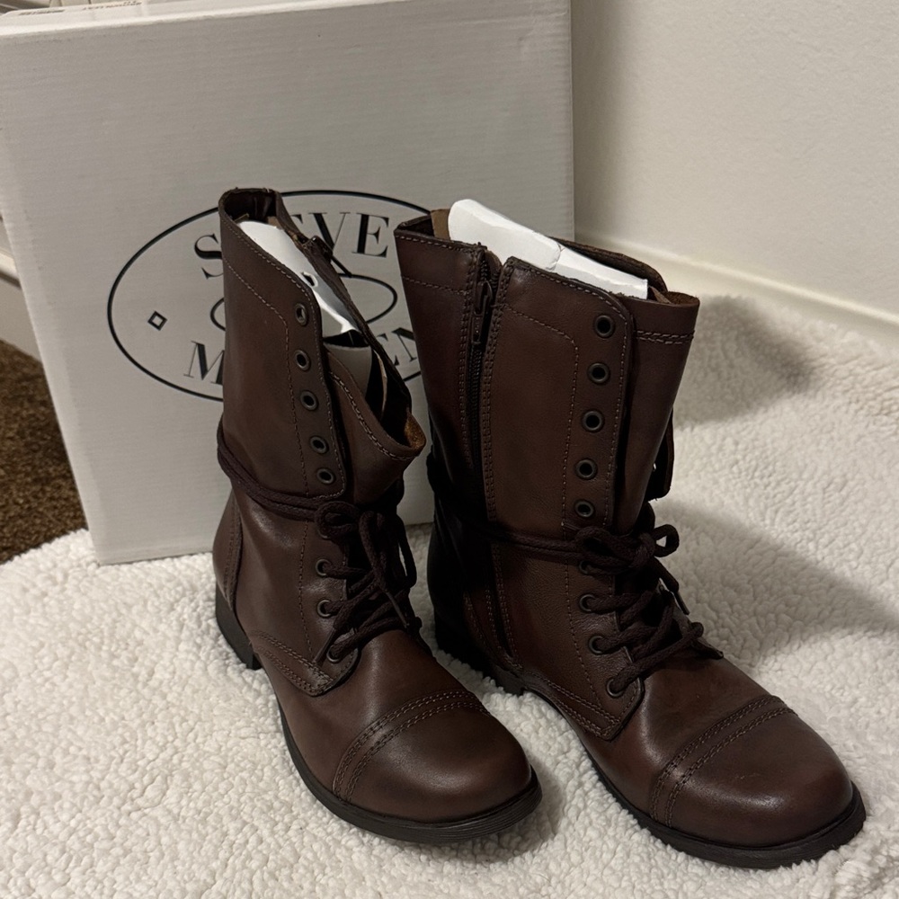 Steve Madden Dark Brown Combat Boots